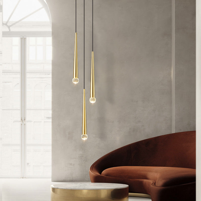 Simple Design Brass Crystal Pendant Light